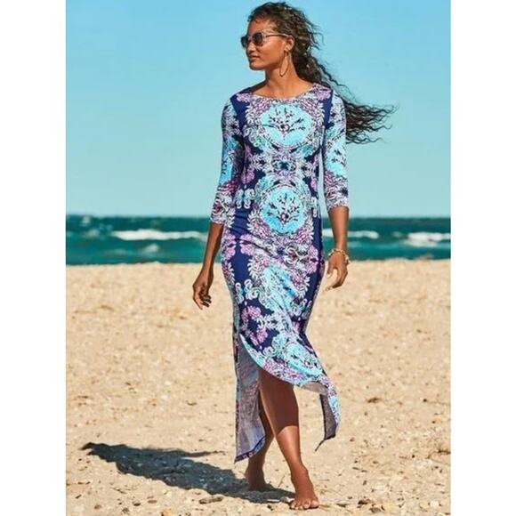 Lilly Pulitzer Dresses & Skirts - Lilly Pulitzer Morgann Maxi Dress in High Tide Navy Mermaid Size Medium
